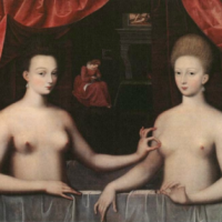 Two Sisters in a Bath Pinching Nipples